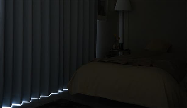 1級遮光カーテンをかけた様子（日中）