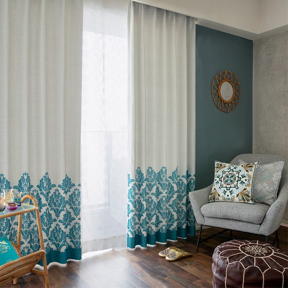 モロッカン 【ライトウェーブ加工付き】モロッコへの愛を入れ込んで、美しいエスニックデザインに仕上げた、当店でしか手に入らない完全オリジナルカーテン ＜イドラ ベージュ＞