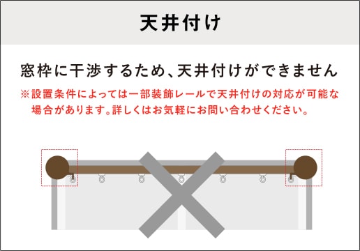 カーテンレール採寸方法　装飾レールで天井付けの場合