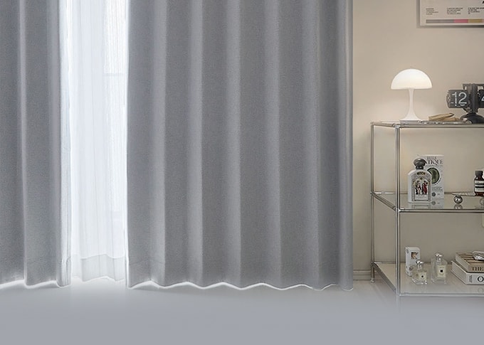 おしゃれなグレーオーダーカーテン、グレーカーテンの看板