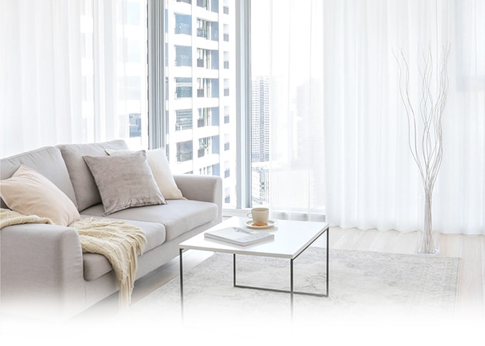 採光レースカーテンの看板