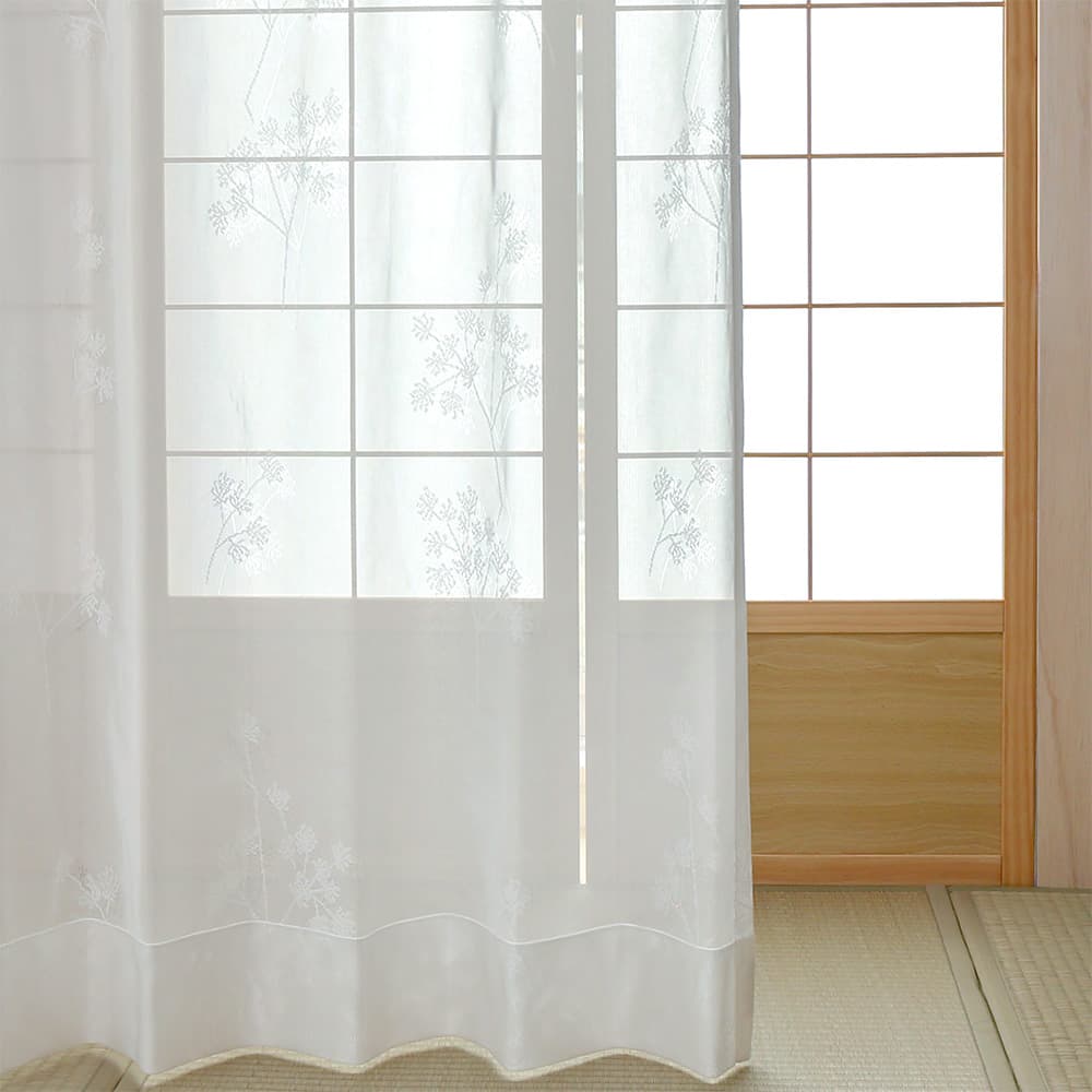 和室レースカーテン 障子や畳となじむシンプルレースカーテン <やまうど ホワイト>
