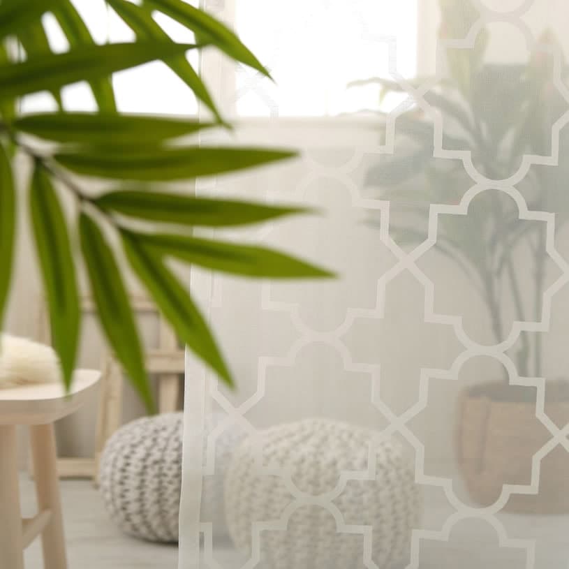 当店オリジナル の オパールレースカーテン × 遮光 無地 カーテン の セット ＜シャウエン コーディネートセット＞