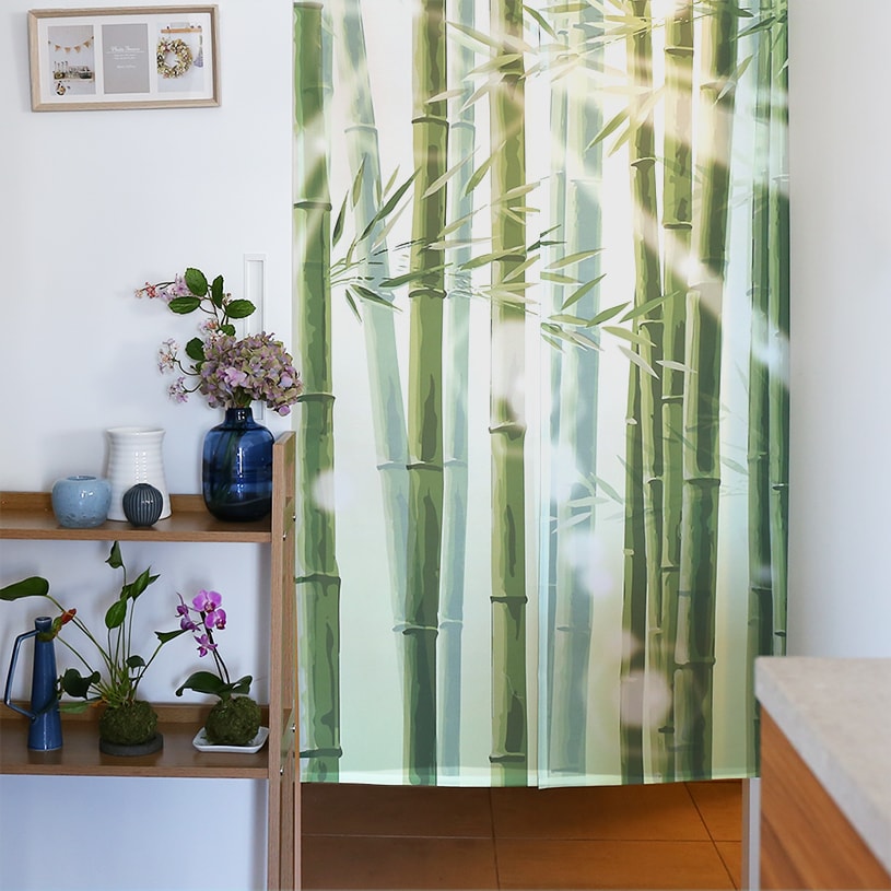 のれん ウォッシャブル  表と裏で違う柄を見せてくれる、Wプリント加工のこだわりのれん ＜竹林＞