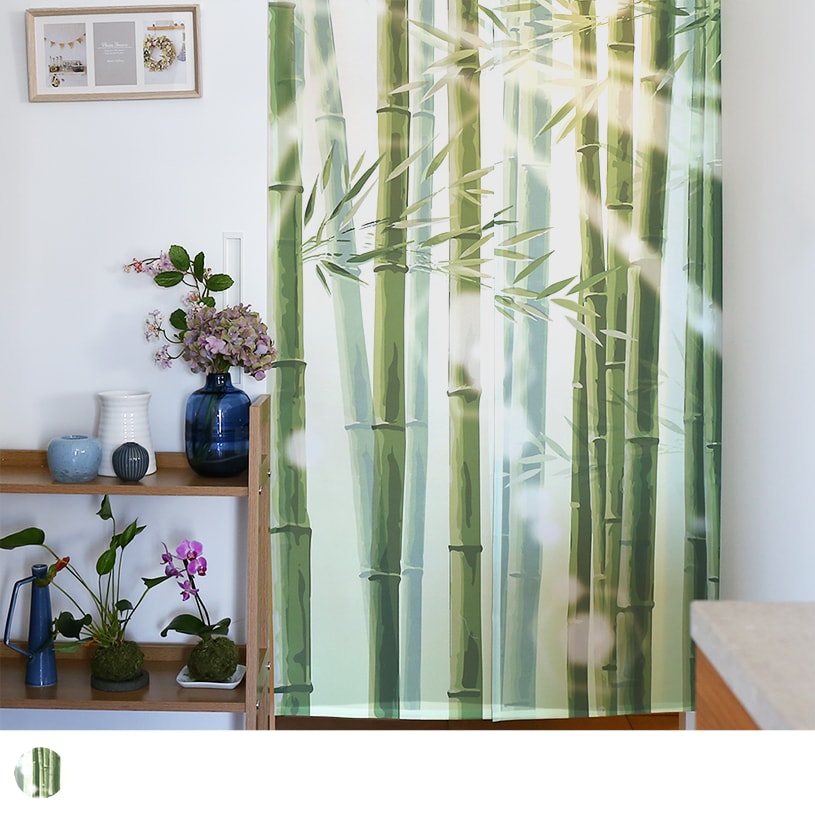 のれん ウォッシャブル  表と裏で違う柄を見せてくれる、Wプリント加工のこだわりのれん ＜竹林＞