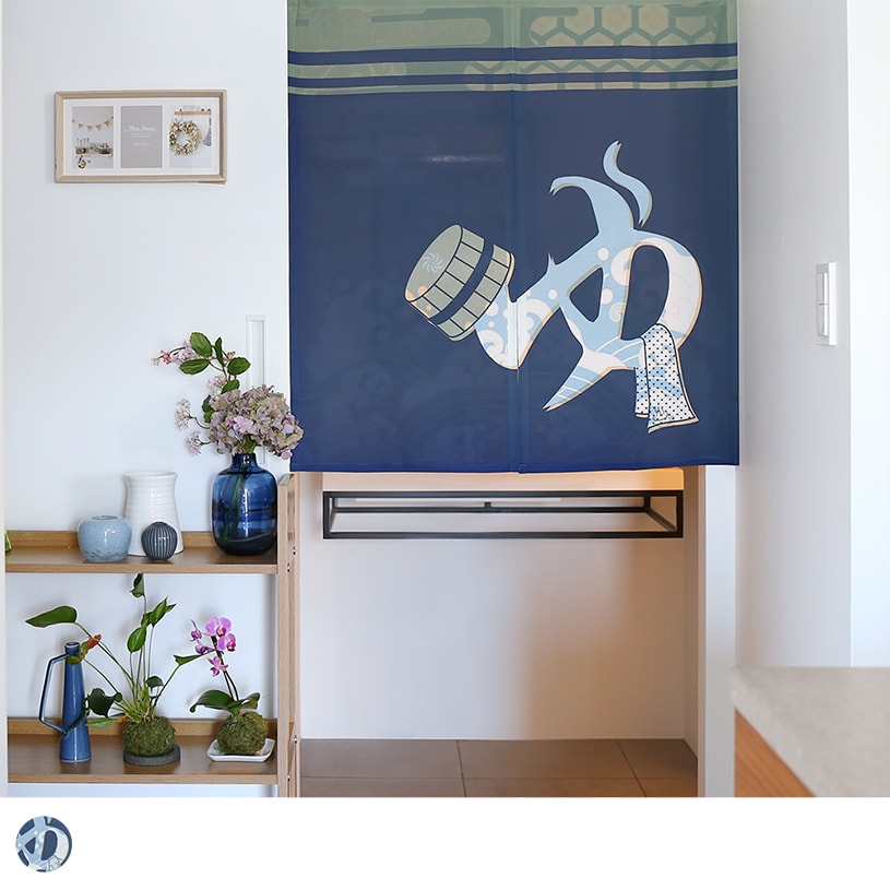 のれん ウォッシャブル  表と裏で違う柄を見せてくれる、Wプリント加工のこだわりのれん ＜湯のれん弐＞