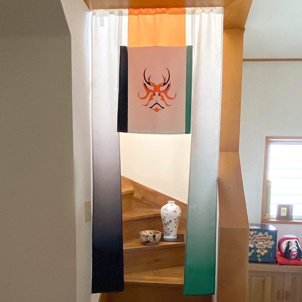 のれん ウォッシャブル ボタンで簡単調節♪好きな高さに変えられる高さ調節のれん ＜歌舞伎＞05