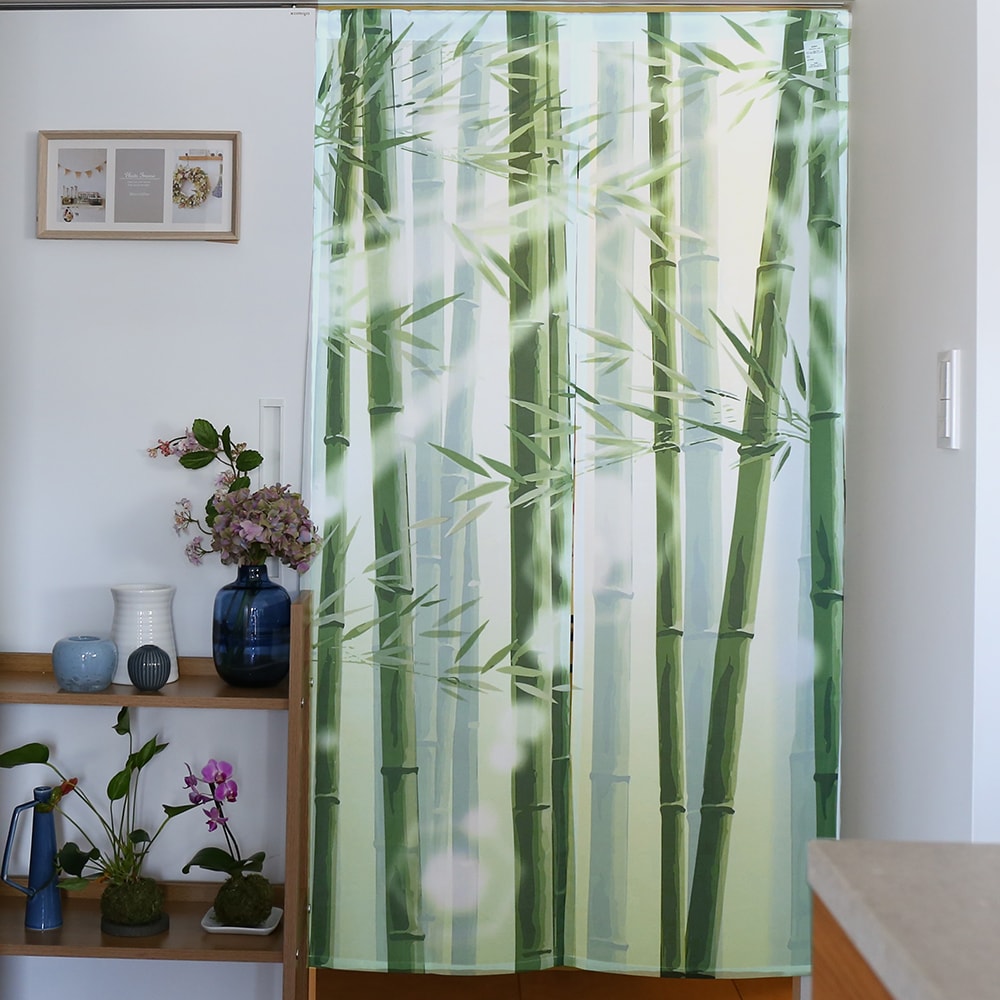 のれん ウォッシャブル  表と裏で違う柄を見せてくれる、Wプリント加工のこだわりのれん ＜竹林＞02