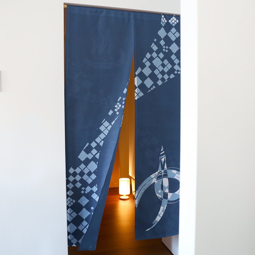 のれん ウォッシャブル  表と裏で違う柄を見せてくれる、Wプリント加工のこだわりのれん ＜湯のれん壱＞04