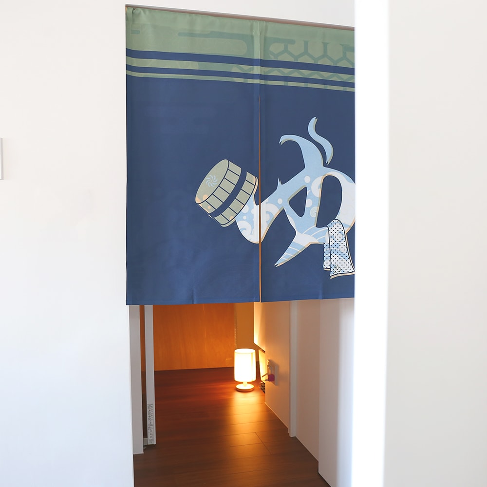 のれん ウォッシャブル  表と裏で違う柄を見せてくれる、Wプリント加工のこだわりのれん ＜湯のれん弐＞04