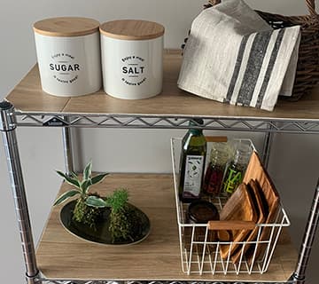 スチールラックの棚板の使用例