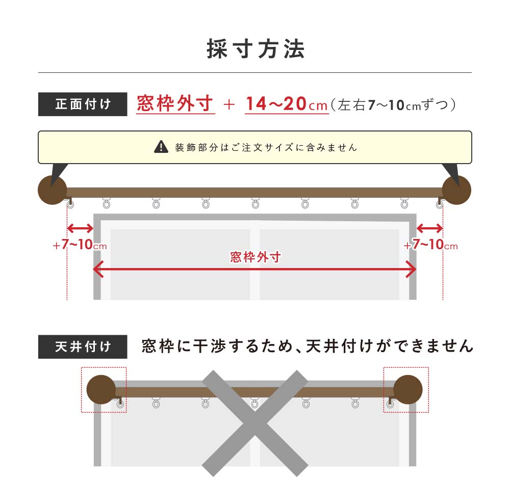 カーテンレールの採寸方法