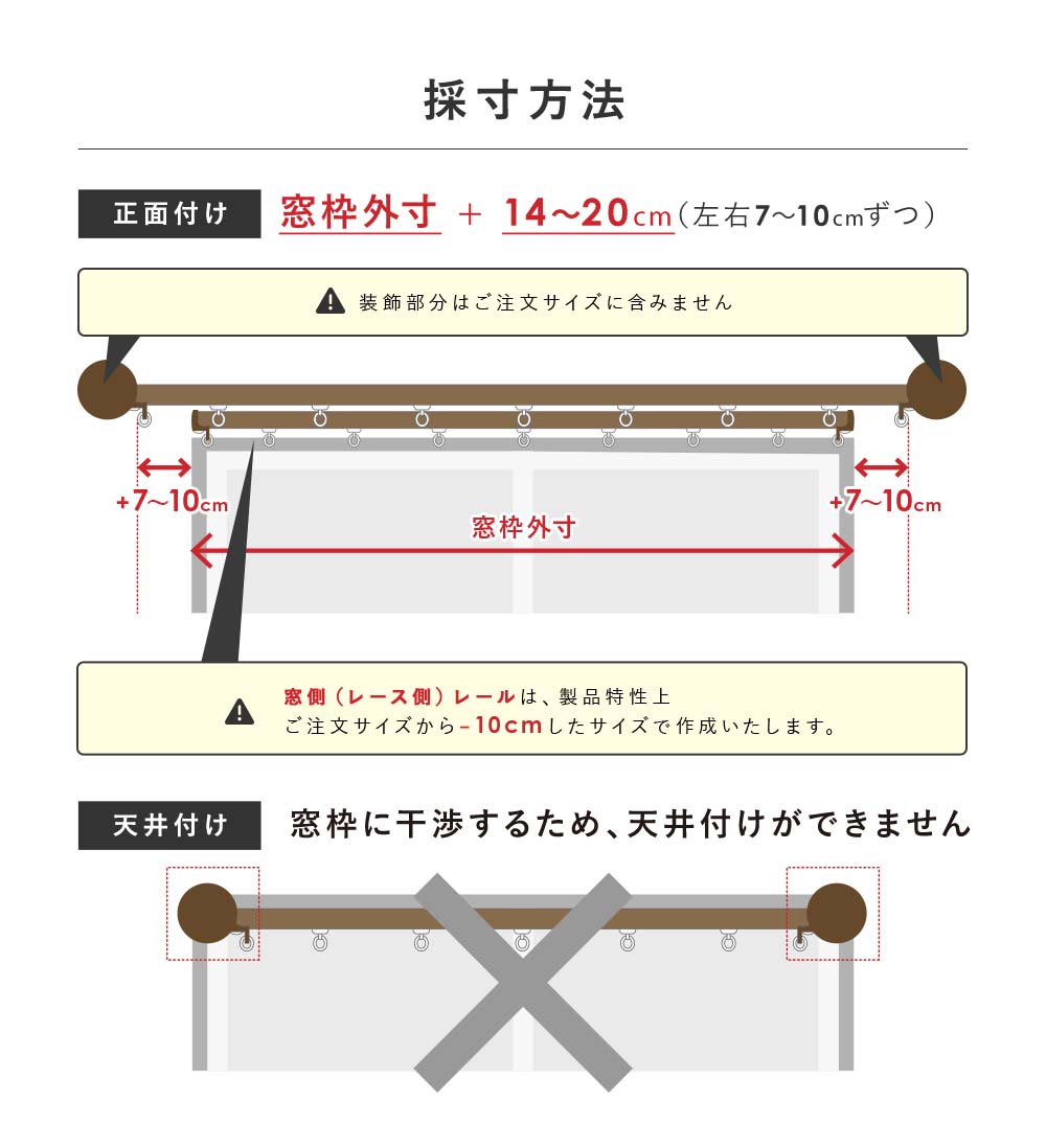 カーテンレールの採寸方法