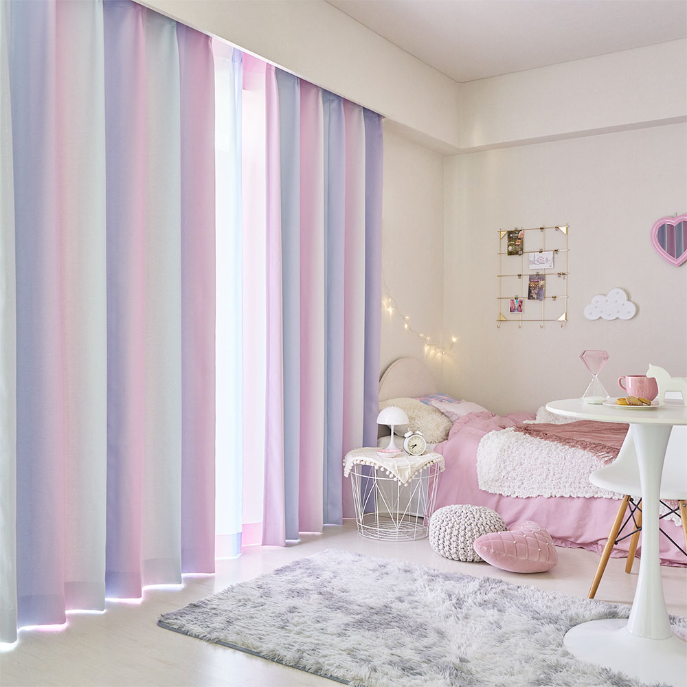 【最短・翌日出荷】2級遮光 カーテン カラーによって表情を変える美しい縦グラデーションカーテン ＜アポロ＞