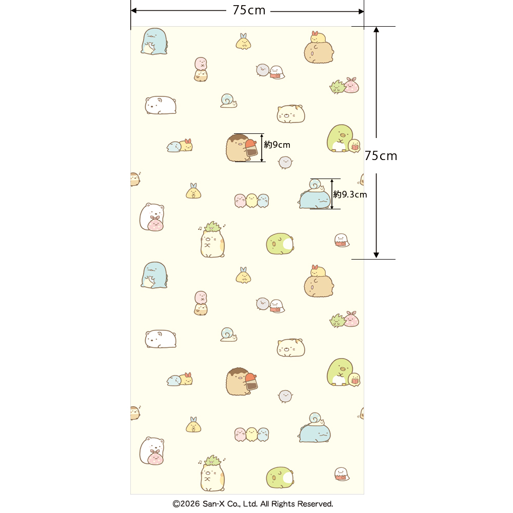 【柄の大きさ】タテ：75㎝　ヨコ：75㎝