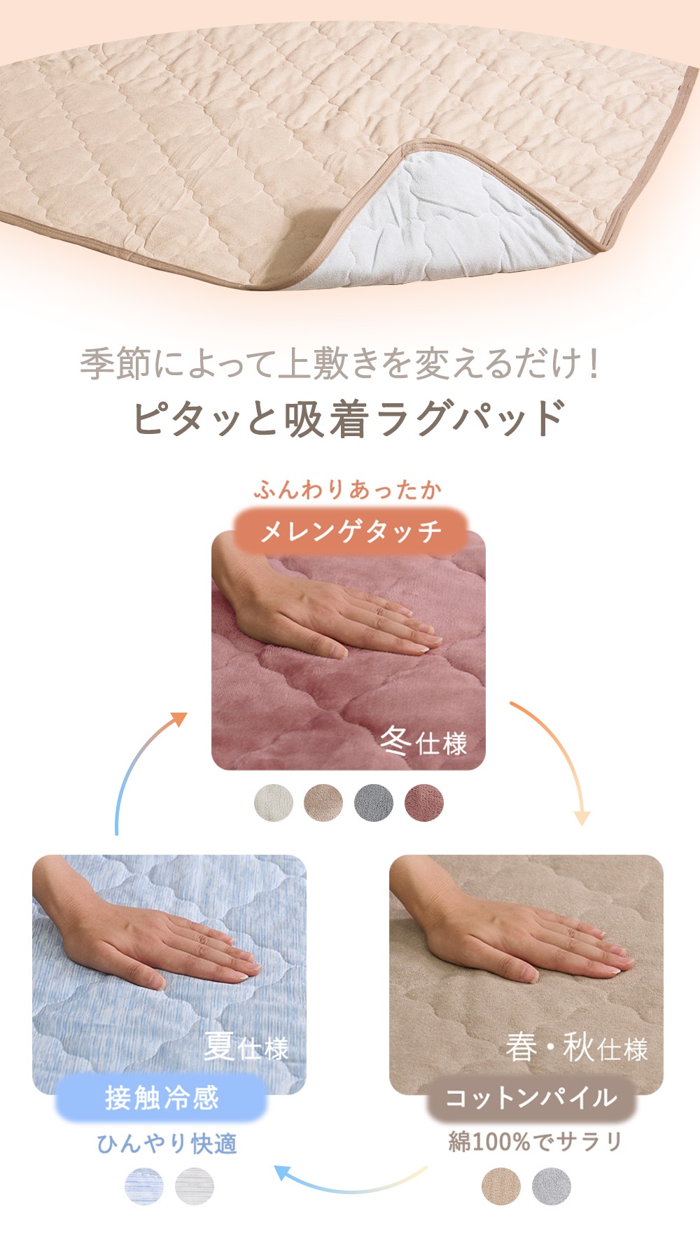 1年中快適に使えるラグと高反発快適アンダーラグをセットにしたエニタイム