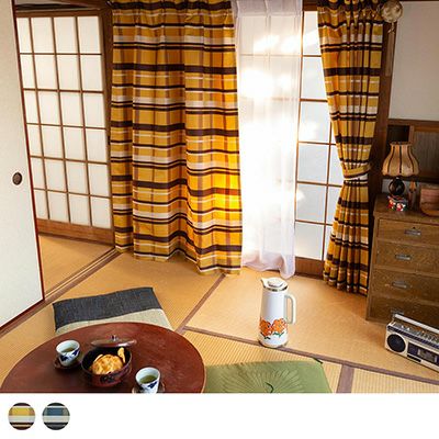 レトロ カーテン ハイカラな格子柄で 遊び心溢れる、昭和レトロ部屋に